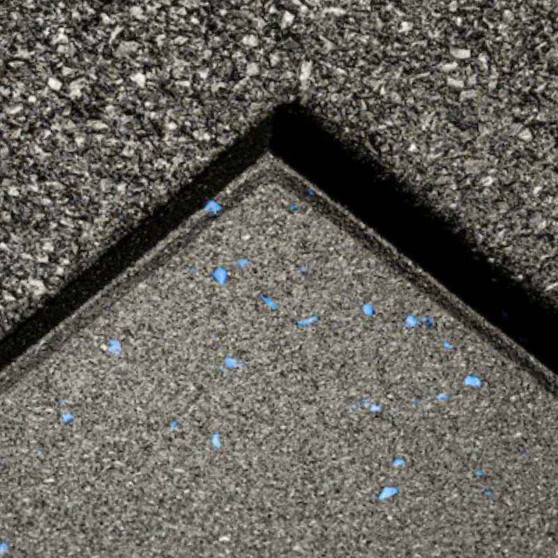 Commercial Rubber Gym Flooring (FIRE-RATED) - 15mm Gym Mats (Black w/Blue Flecks) (NON-TOXIC) | Rapid Motion