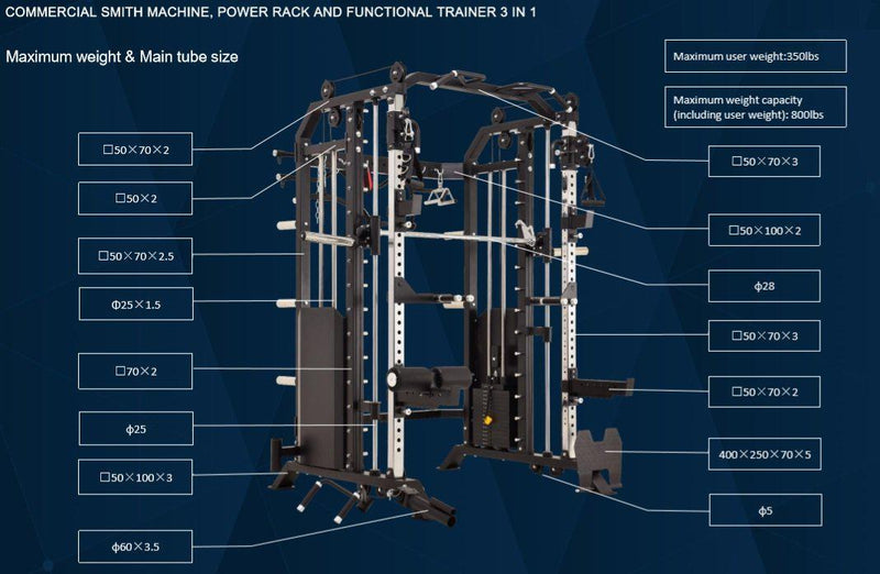 Functional Trainer with Smith Machine and Power Rack FT1007 | Rapid Motion